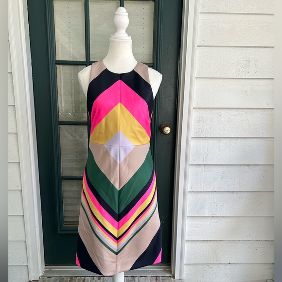 J. Crew Collection Pop-Stripe Dress Size 0 Navy Azalea G1587 - Picture 1 of 13